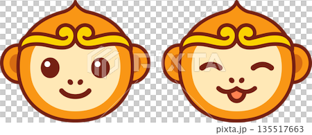 Cute Monkey King face icon Cute Monkey King face icon 135517663