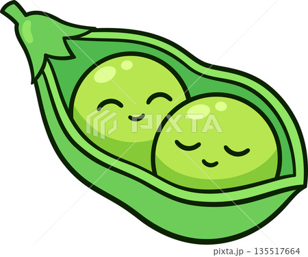 Two peas in a pod cute cartoon drawing 135517664