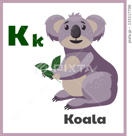 Koala letter K english alphabet card children 135517786