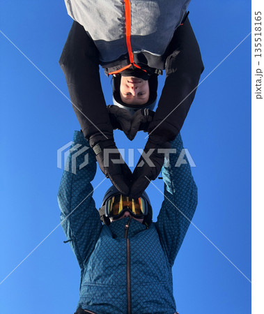 Family Taking Selfie During Ski Vacation Family Taking Selfie During Ski Vacation 135518165
