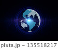 Abstract global technology background with digital earth globe and circuit network connection on dark blue vector. illustration vector desing 135518217