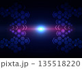 Abstract futuristic technology background with glowing blue hexagon grid pattern, floating data particles, and light effects on dark blue vector backdrop. illustraion vector 135518220