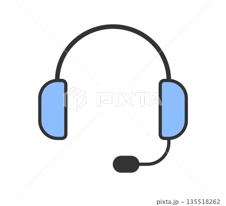 シンプルなヘッドセットのアイコンイラスト　ベクター 135518262