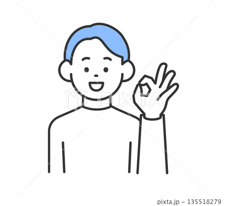 笑顔でOKサインをする男性のイラスト　ベクター 135518279