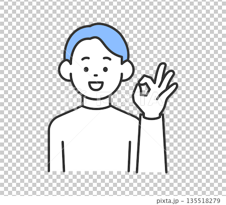 笑顔でOKサインをする男性のイラスト　ベクター 135518279