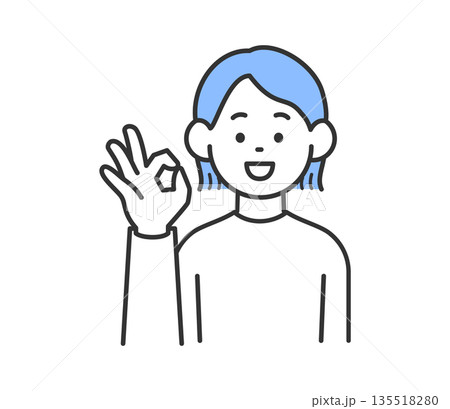 笑顔でOKサインをする女性のイラスト ベクター 笑顔でOKサインをする女性のイラスト ベクター 135518280