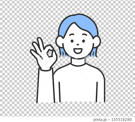 笑顔でOKサインをする女性のイラスト ベクター 笑顔でOKサインをする女性のイラスト ベクター 135518280