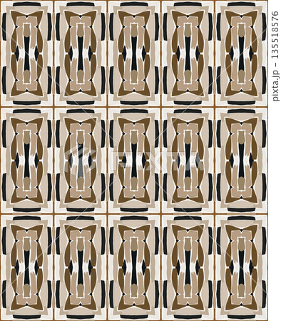 Beige Black Olive Color Abstract Geometric Seamless Pattern Background, Surface Pattern Illustration for Wallpaper and Fabric Design 135518576