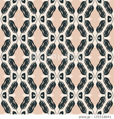Beige Black Olive Color Abstract Geometric Seamless Pattern Background, Surface Pattern Illustration for Wallpaper and Fabric Design 135518641