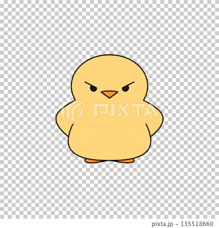A cartoonish yellow chicken with an angry expression 135518660