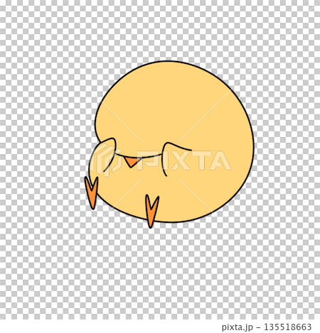 A cartoon chicken is sitting on its back legs and looking down A cartoon chicken is sitting on its back legs and looking down 135518663