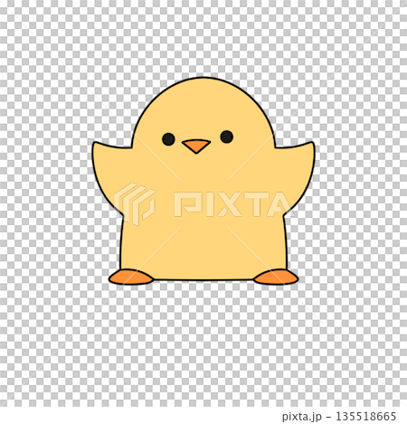 A cute yellow chicken with orange feet is standing on a white background A cute yellow chicken with orange feet is standing on a white background 135518665