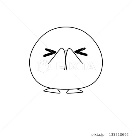 A cartoon character with a mouth open and eyes closed 135518692