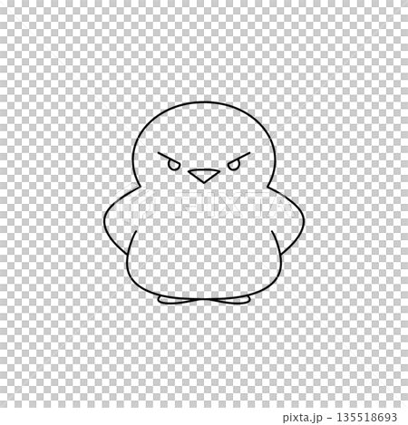 A white drawing of a bird with an angry expression A white drawing of a bird with an angry expression 135518693