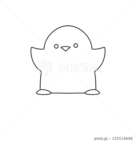 A cute little penguin is standing on its two legs and looking up 135518698