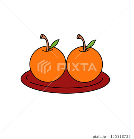 Two oranges on a plate Two oranges on a plate 135518723