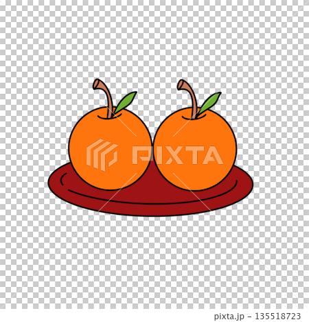 Two oranges on a plate 135518723