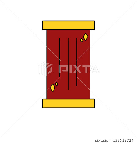 A red and yellow object with a gold base A red and yellow object with a gold base 135518724