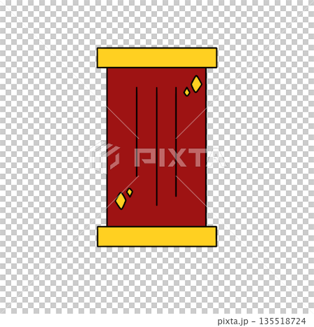 A red and yellow object with a gold base A red and yellow object with a gold base 135518724
