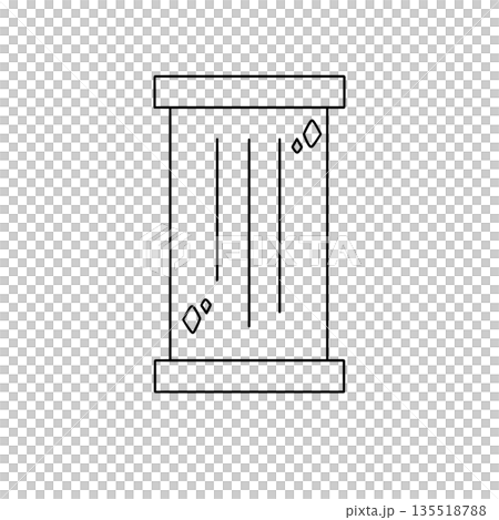 A white and black drawing of a trash can with a diamond pattern on it 135518788