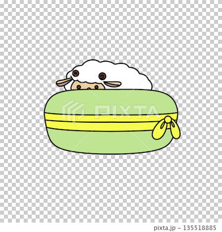 A cartoon sheep is inside a green pastry A cartoon sheep is inside a green pastry 135518885