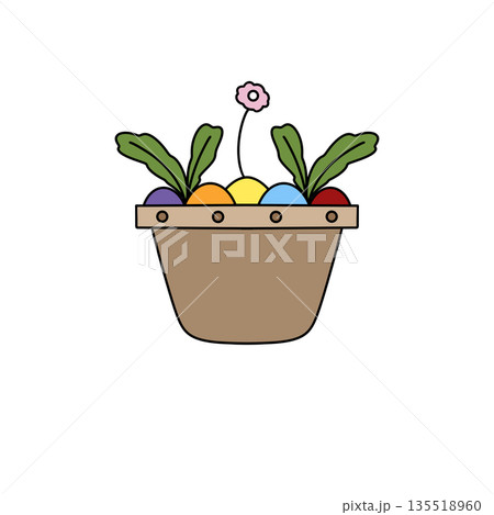 A cartoon drawing of a potted plant with a flower 135518960