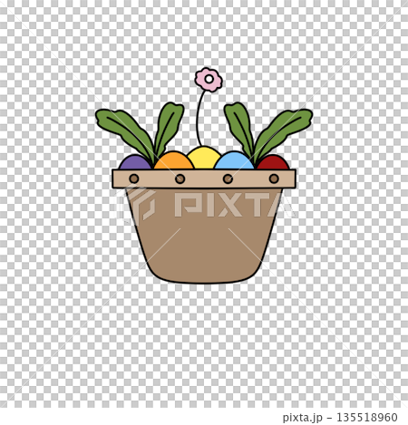 A cartoon drawing of a potted plant with a flower 135518960
