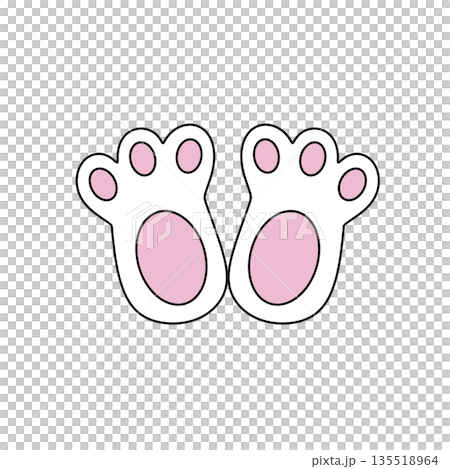 Two cartoon feet with pink paws and white soles 135518964