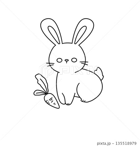A rabbit is sitting on a carrot A rabbit is sitting on a carrot 135518979
