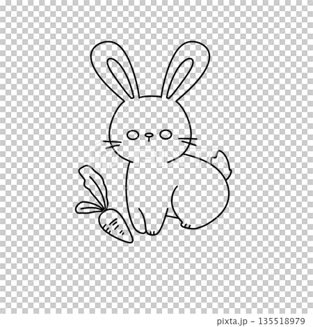 A rabbit is sitting on a carrot 135518979