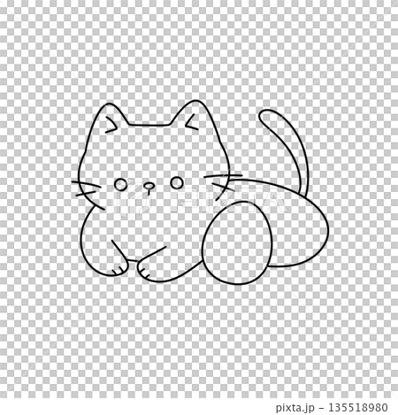 A cute cat is laying on a white background 135518980