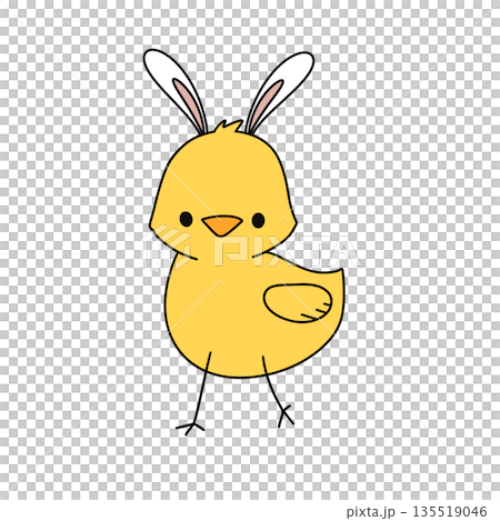 A cartoon rabbit with a yellow head and yellow body 135519046