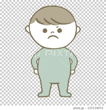 怒る子供　水色 135519072