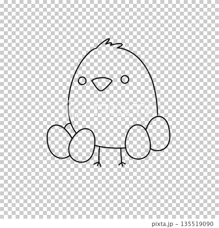 A cute cartoon bird is sitting on an egg 135519090