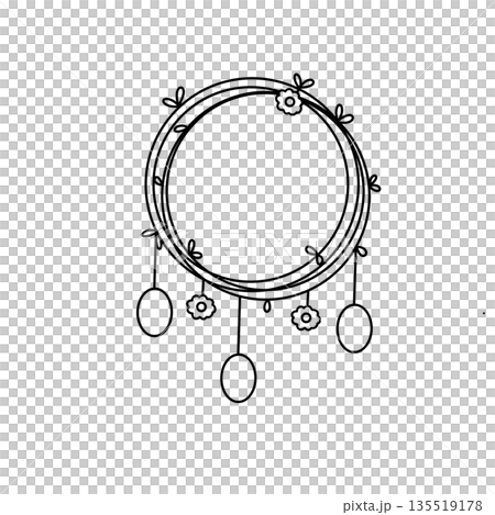 A white circle with flowers and leaves surrounding it 135519178