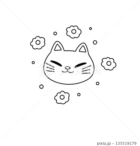 A cat with a flowery background 135519179