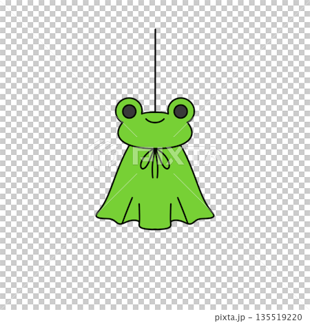 A green frog is wearing a green dress 135519220