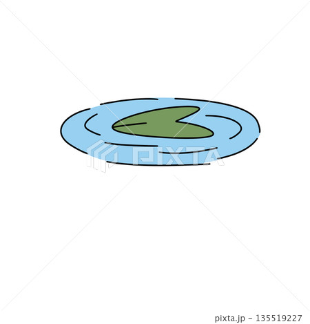 A cartoon drawing of a lily pad in a pond A cartoon drawing of a lily pad in a pond 135519227