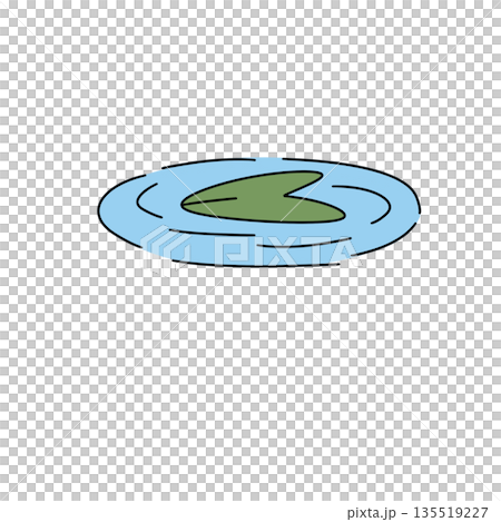 A cartoon drawing of a lily pad in a pond A cartoon drawing of a lily pad in a pond 135519227