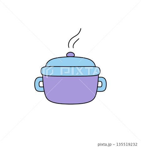 A cartoon pot with steam coming out of it 135519232