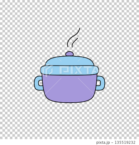 A cartoon pot with steam coming out of it 135519232