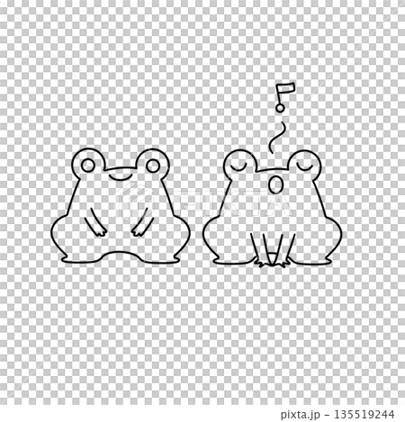 Two frogs are sitting next to each other 135519244