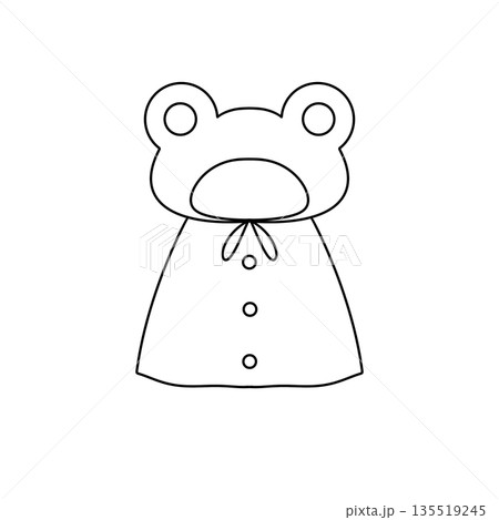 A white drawing of a frog wearing a hat and a scarf 135519245
