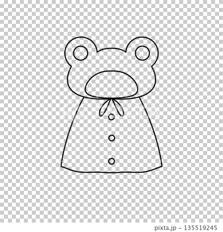 A white drawing of a frog wearing a hat and a scarf 135519245