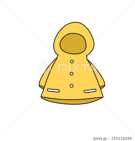 A yellow raincoat with a hood 135519284