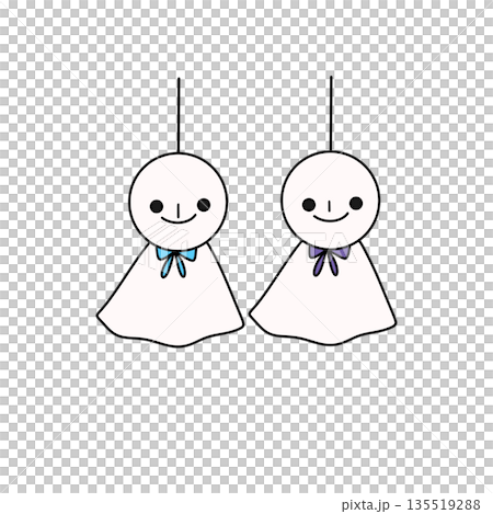 Two white dolls with blue bows on their necks Two white dolls with blue bows on their necks 135519288