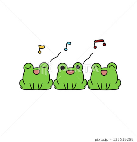 Three frogs are singing and smiling 135519289