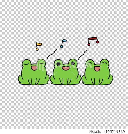 Three frogs are singing and smiling 135519289
