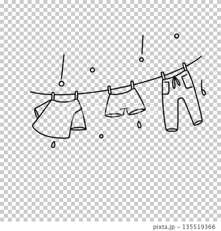 A line of clothes hanging on a clothesline 135519366