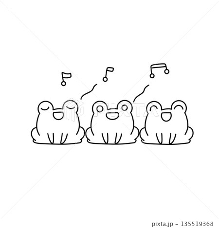 Three frogs are sitting in a row and singing Three frogs are sitting in a row and singing 135519368